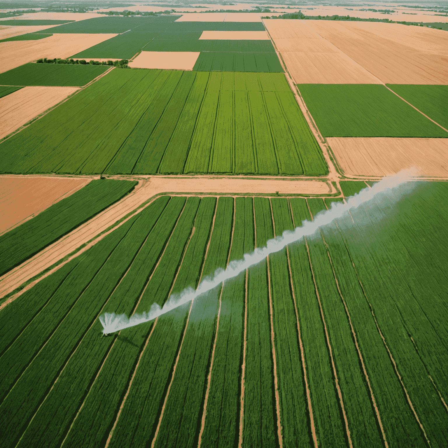 Aerial view of agricultural fields in South Africa with efficient irrigation systems